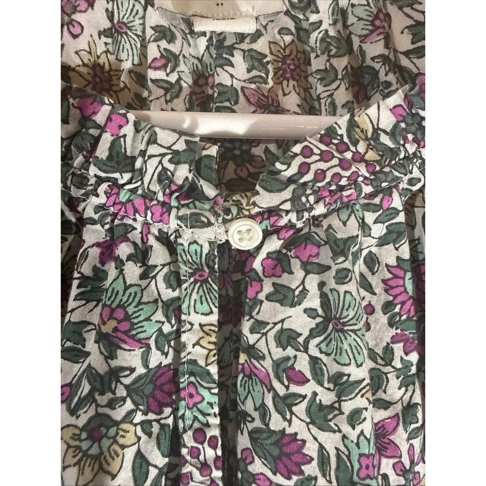 J. Crew Floral Small Puff Sleeve Peasant Boho Top Relaxed Coquette Cottagecore